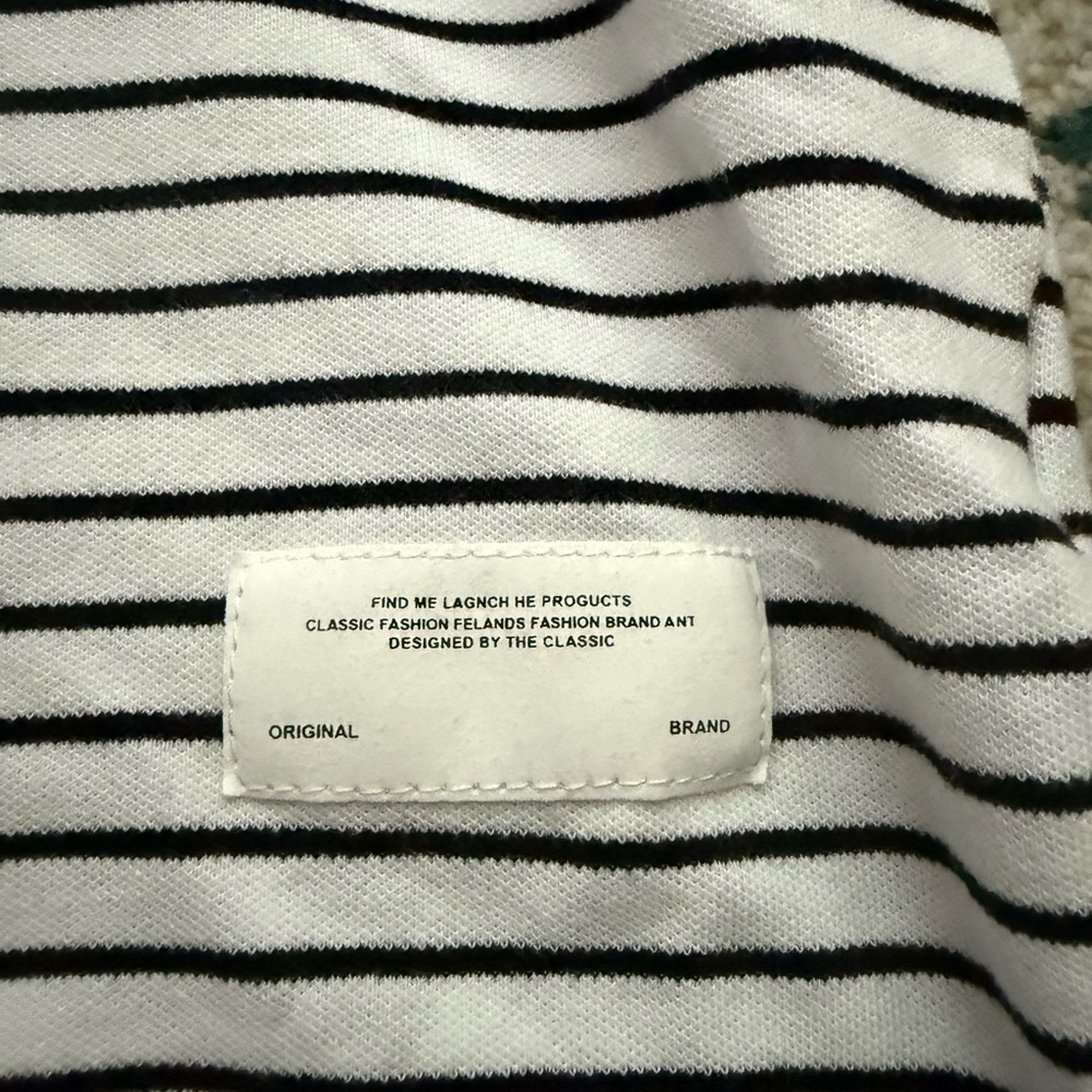 Sz L Wood Soon Striped Women’s Black and White Polo Shirt - Picture 2 of 6